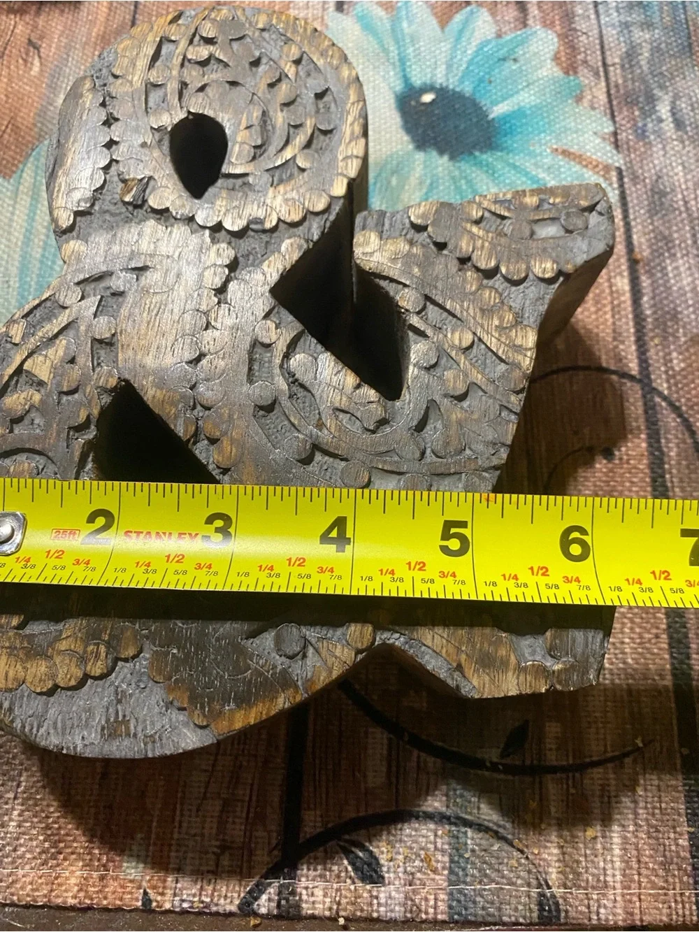 Carved Wooden Ampersand Wall Accent - Distressed Brown Finish